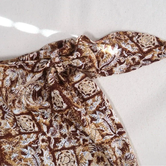 Vintage Contempo Casuals Brown and Ochre Print Set Tank Top & Wrap Skort - Picture 12 of 17